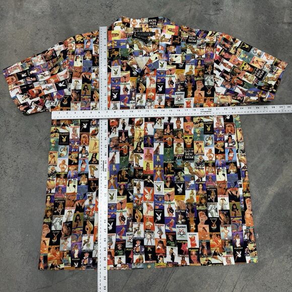 Playboy Shirt Men Size Large All Over Collage Cover Magazine Centerfold - Picture 2 of 14